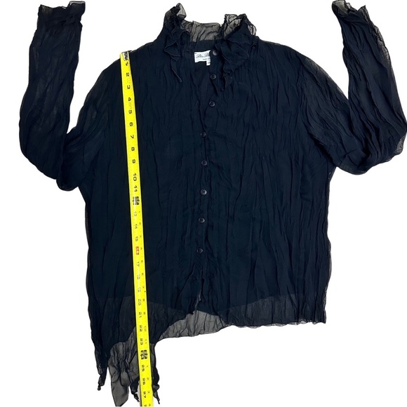 Unique Bleu Blanc Rouge Sheer Blk Top EU 46 US Large Asymmetric Whimsigoth Vamp - Picture 6 of 7